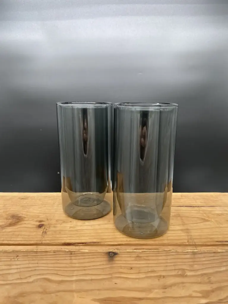 16 oz Double-Wall Gray Glass (Set of 2)